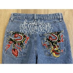 Ninth Hall Jeans Ambush Dragon Embroidered Y2K Skater Baggy Streetwear Graffiti‎